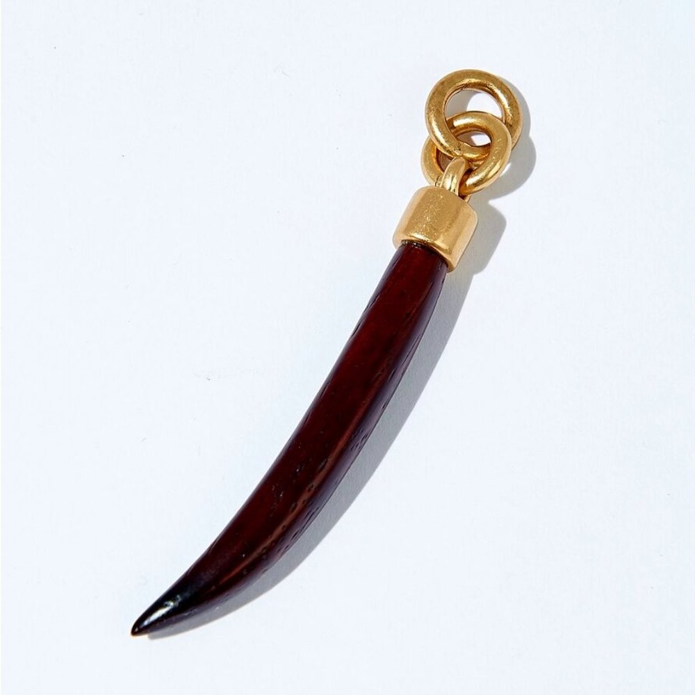 New in Box India Hicks Wooden Horn Charm - Rosewood
